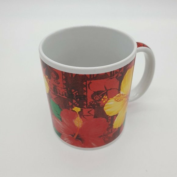 Island Treasures Coffee Mug Hawaiian Tropical Floral Hibiscus Aloha Red Yellow - Picture 11 of 12